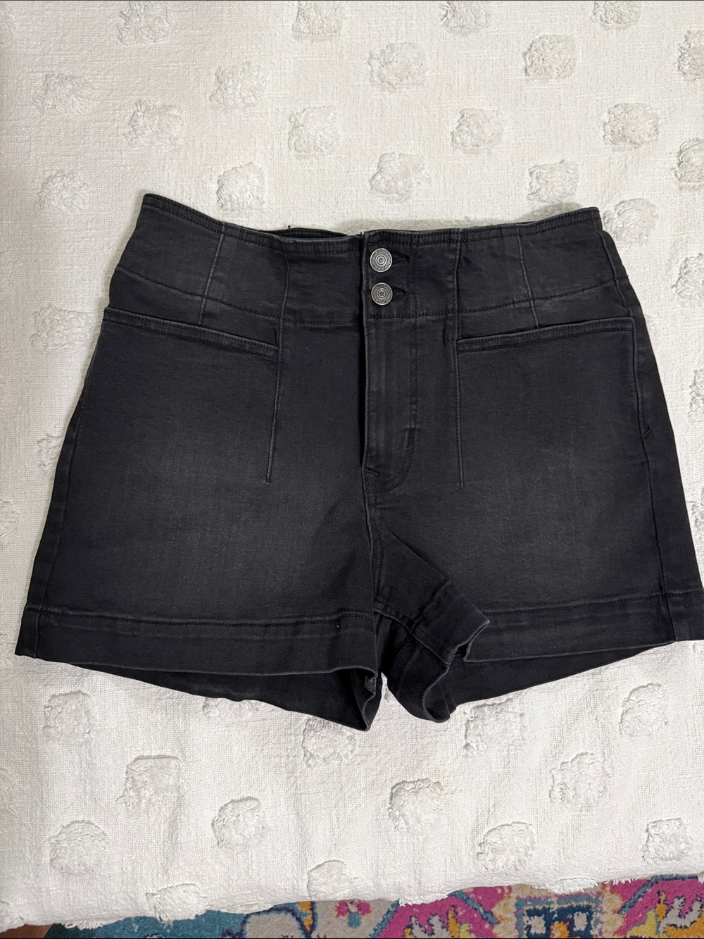 Maurices High-Waist Black Double-Button Shorts